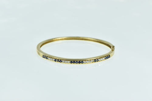 14K Sapphire Diamond Vintage Oval Bangle Bracelet 6.5
