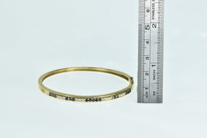 14K Sapphire Diamond Vintage Oval Bangle Bracelet 6.5" Yellow Gold