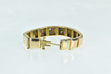 Load image into Gallery viewer, 14K 1930&#39;s Sapphire Ruby Diamond Flower Square Bracelet 6&quot; Yellow Gold
