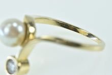 Load image into Gallery viewer, 14K Vintage 7mm Pearl 0.36 Ct Diamond Chevron Ring Yellow Gold