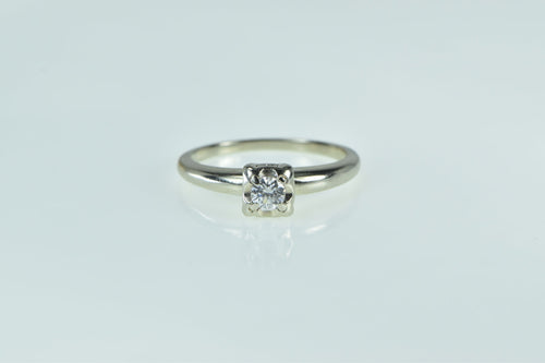 14K 0.17 Ct Diamond Solitaire 1940's Engagement Ring White Gold