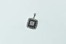 Load image into Gallery viewer, 10K Princess White & Black Diamond Halo Pendant White Gold