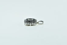 Load image into Gallery viewer, 10K Princess White & Black Diamond Halo Pendant White Gold