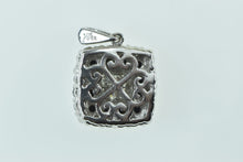 Load image into Gallery viewer, 10K Princess White & Black Diamond Halo Pendant White Gold