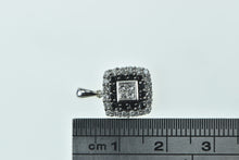 Load image into Gallery viewer, 10K Princess White & Black Diamond Halo Pendant White Gold