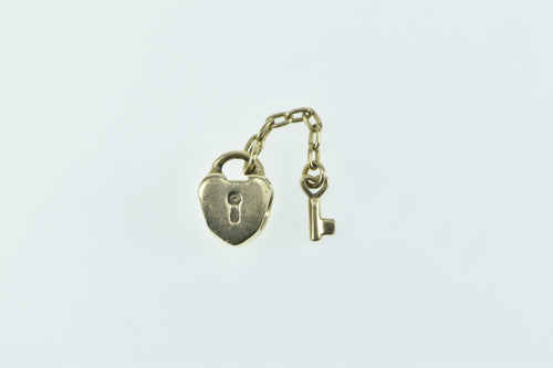 14K Pandora Heart Padlock Key Designer Charm/Pendant Yellow Gold