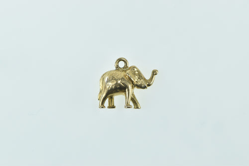 18K 3D Elephant Animal Patience Strength Symbol Charm/Pendant Yellow Gold