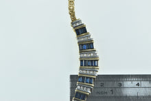 Load image into Gallery viewer, 14K 3.00 Ctw Baguette Sapphire Diamond Chain Necklace 17.75" Yellow Gold