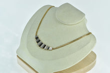 Load image into Gallery viewer, 14K 3.00 Ctw Baguette Sapphire Diamond Chain Necklace 17.75" Yellow Gold