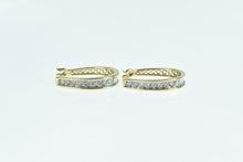 Load image into Gallery viewer, 10K 0.75 Ctw Diamond Oval Statement Hoop Earrings Yellow Gold
