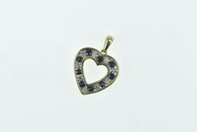 Load image into Gallery viewer, 10K Heart Sapphire Diamond Love Symbol Pendant Yellow Gold