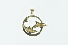 Load image into Gallery viewer, 14K Kabana Jumping Dolphin Circle Designer Pendant Yellow Gold