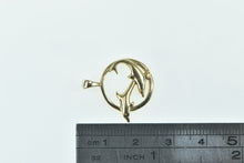 Load image into Gallery viewer, 14K Kabana Jumping Dolphin Circle Designer Pendant Yellow Gold