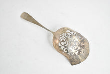 Load image into Gallery viewer, Sterling Silver Antique Pierced Almond Scoop Spoon 7.75"