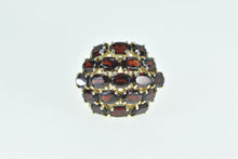 Load image into Gallery viewer, 10K Oval Garnet Vintage Domed Cluster Statement Ring Yellow Gold