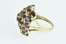 Load image into Gallery viewer, 10K Oval Garnet Vintage Domed Cluster Statement Ring Yellow Gold