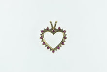 Load image into Gallery viewer, 10K Ruby Diamond Heart Love Symbol Vintage Pendant Yellow Gold