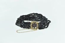 Load image into Gallery viewer, 10K Elaborate Victorian Layered Garnet Box Clasp Bracelet 6" Yellow Gold