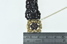 Load image into Gallery viewer, 10K Elaborate Victorian Layered Garnet Box Clasp Bracelet 6" Yellow Gold