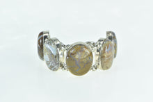 Load image into Gallery viewer, Sterling Silver Brown & White Agate Cabochon Ornate Chain Bracelet 6-7.5"