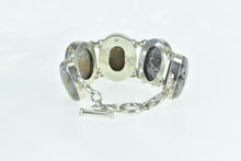 Load image into Gallery viewer, Sterling Silver Brown & White Agate Cabochon Ornate Chain Bracelet 6-7.5"