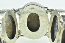 Load image into Gallery viewer, Sterling Silver Brown & White Agate Cabochon Ornate Chain Bracelet 6-7.5"