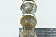 Load image into Gallery viewer, Sterling Silver Brown & White Agate Cabochon Ornate Chain Bracelet 6-7.5"