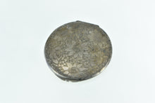 Load image into Gallery viewer, Fine Silver Victorian Flower Engraved Mirror Powder Case
