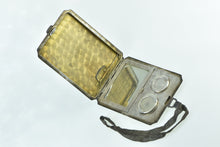 Load image into Gallery viewer, Sterling Silver Victorian Monogram Pinstriped Compact Coin Purse Mirror