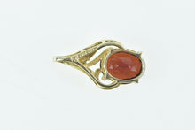 Load image into Gallery viewer, 14K Vintage Oval Garnet Wavy Classic Pendant Yellow Gold