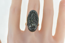 Load image into Gallery viewer, 10K Bronze Quail Cattail Scene Domed Statement Ring Yellow Gold