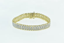 Load image into Gallery viewer, 10K 3.75 Ctw Diamond Encrusted Bar Link Tennis Bracelet 7" Yellow Gold
