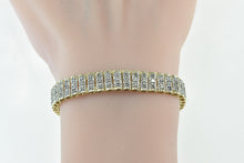 Load image into Gallery viewer, 10K 3.75 Ctw Diamond Encrusted Bar Link Tennis Bracelet 7" Yellow Gold