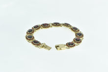 Load image into Gallery viewer, 10K Oval Garnet Halo Vintage Cluster Statement Bracelet 6.75" Yellow Gold