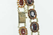 Load image into Gallery viewer, 10K Oval Garnet Halo Vintage Cluster Statement Bracelet 6.75" Yellow Gold
