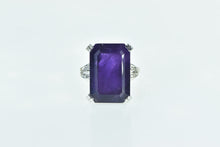 Load image into Gallery viewer, 14K 28.00 Ctw Emerald Cut Amethyst Diamond Ring Yellow Gold