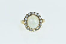 Load image into Gallery viewer, 10K Natural Opal 0.50 Ctw Zircon Halo Statement Ring Yellow Gold