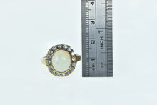 Load image into Gallery viewer, 10K Natural Opal 0.50 Ctw Zircon Halo Statement Ring Yellow Gold