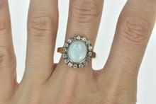 Load image into Gallery viewer, 10K Natural Opal 0.50 Ctw Zircon Halo Statement Ring Yellow Gold