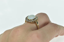 Load image into Gallery viewer, 10K Natural Opal 0.50 Ctw Zircon Halo Statement Ring Yellow Gold