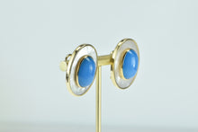 Load image into Gallery viewer, 18K Peter Brams Design Mother of Pearl Turquoise Earrings Yellow Gold
