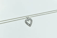Load image into Gallery viewer, 14K 1950's 0.36 Ctw Diamond Heart Classic Chain Necklace 17.5" White Gold