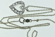 Load image into Gallery viewer, 14K 1950's 0.36 Ctw Diamond Heart Classic Chain Necklace 17.5" White Gold