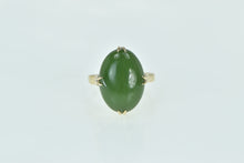 Load image into Gallery viewer, 14K Oval Nephrite Vintage Cabochon Statement Ring Yellow Gold