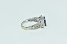 Load image into Gallery viewer, 10K Princess Syn. Sapphire Diamond Halo Statement Ring White Gold