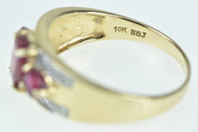 Load image into Gallery viewer, 10K Natural Ruby Diamond Three Stone Vintage Ring Yellow Gold