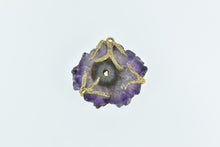 Load image into Gallery viewer, 14K Amethyst Slice Geode Diamond Leaf Branch Pendant Yellow Gold