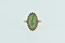 Load image into Gallery viewer, 10K Marquise Jadeite Cabochon Ornate Fashion Ring Yellow Gold