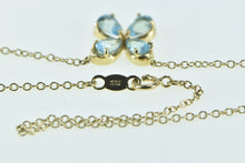 Load image into Gallery viewer, 10K Blue Topaz Flower Cluster Cable Chain Bracelet 10" Yellow Gold