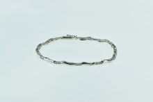 Load image into Gallery viewer, 10K Diamond Wavy Bar Link Statement Chain Bracelet 7..25" White Gold